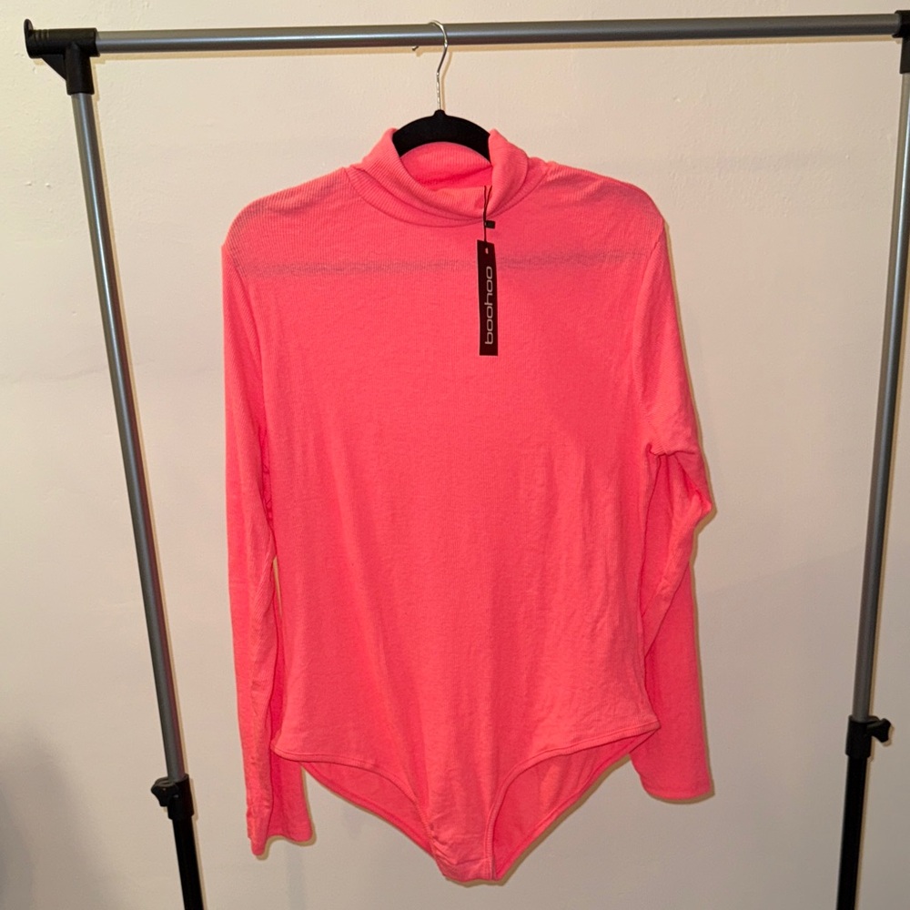 Boohoo Neon Pink Long Sleeve Bodysuit